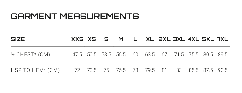 Syzmik Workwear ZW143 Mens Orange Flame Hi Vis Closed Front Shirt - Hoop Taped SIZE CHART