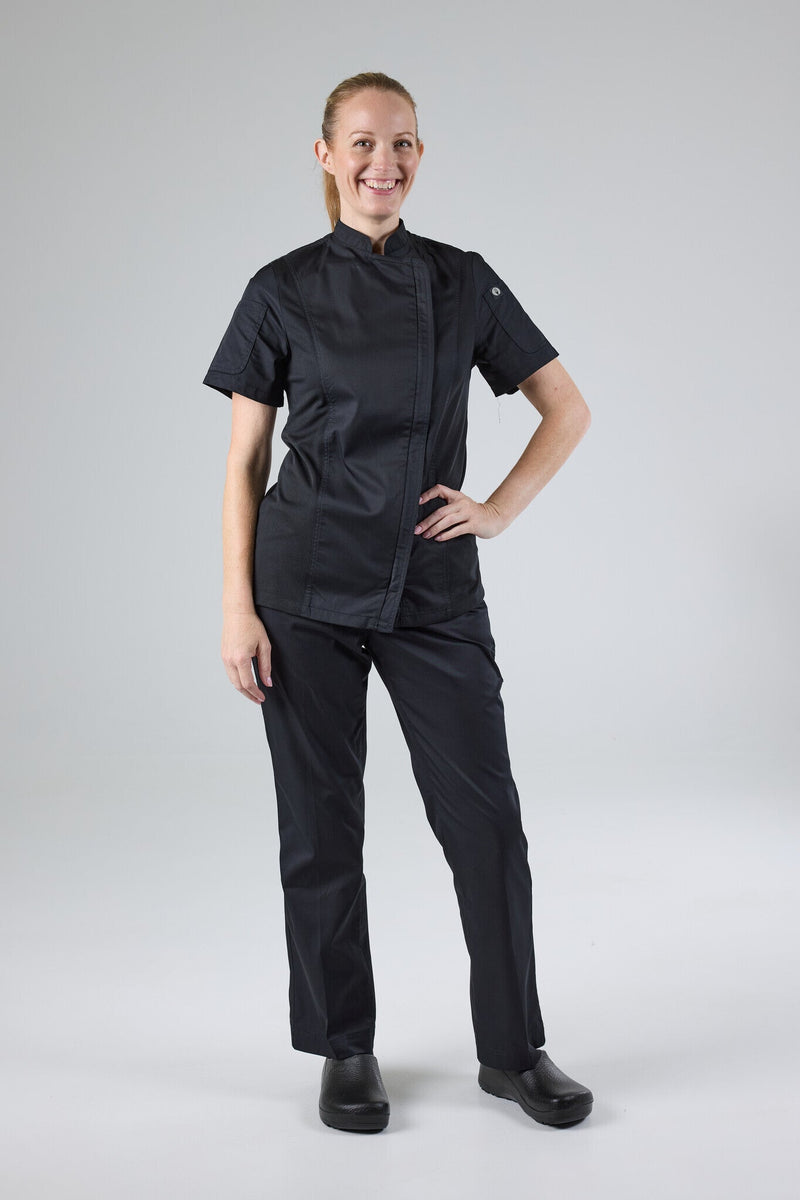 Chef Works BCWSZ006 Springfield Womens Zipper Chef Jacket - Short Sleeve (3XL) – product photo