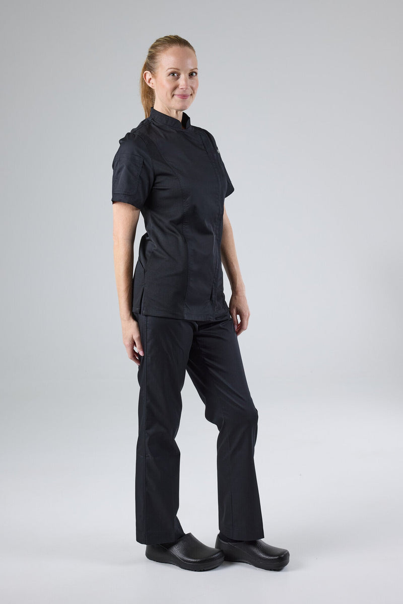 Chef Works BCWSZ006 Springfield Womens Zipper Chef Jacket - Short Sleeve (3XL) – product photo