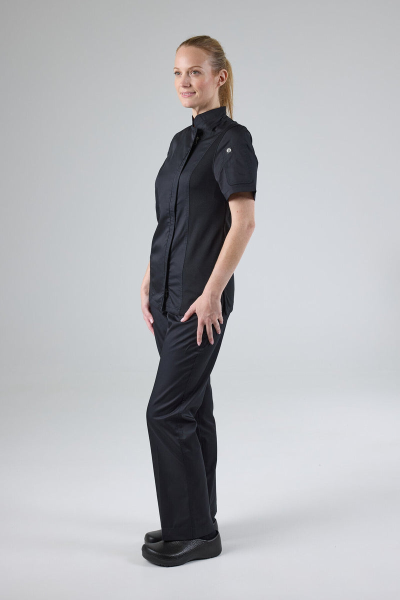 Chef Works BCWSZ006 Springfield Womens Zipper Chef Jacket - Short Sleeve (3XL) – product photo