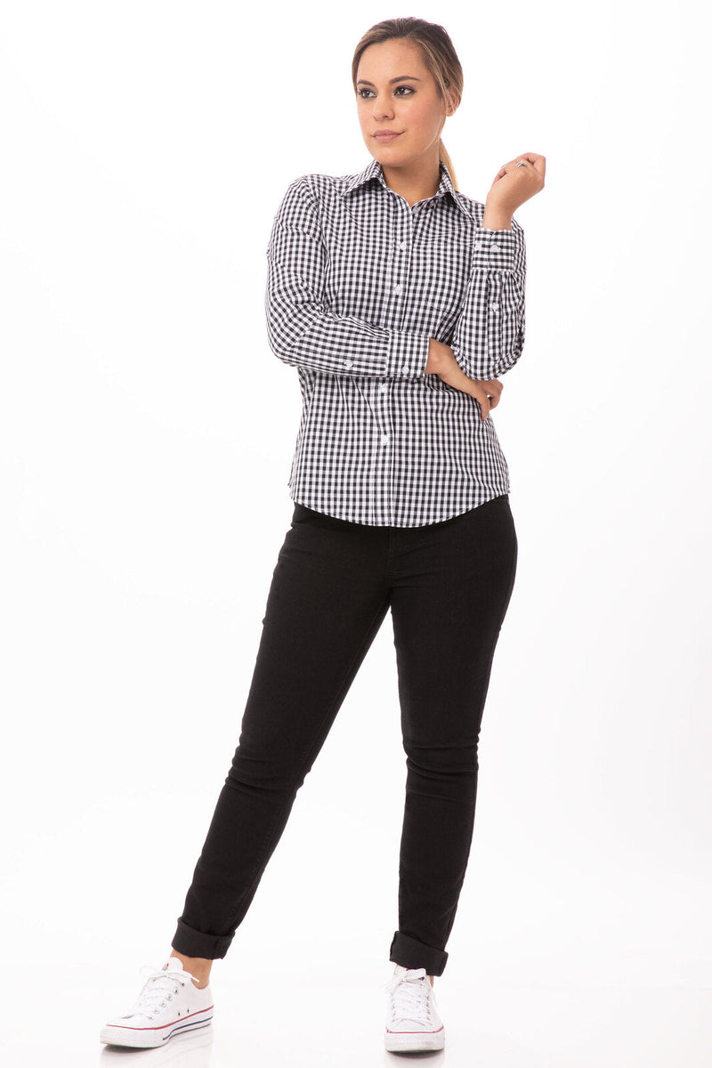 Chef Works W500-BWK Gingham Dress Shirt Ladies – product photo