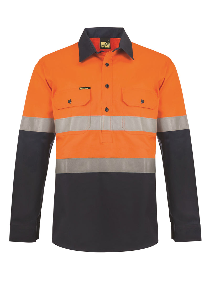 HI VIS CLOSED FRONT TAPED SHIRT WITH SEMI GUSSET