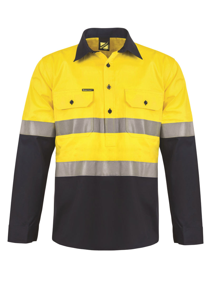 HI VIS CLOSED FRONT TAPED SHIRT WITH SEMI GUSSET