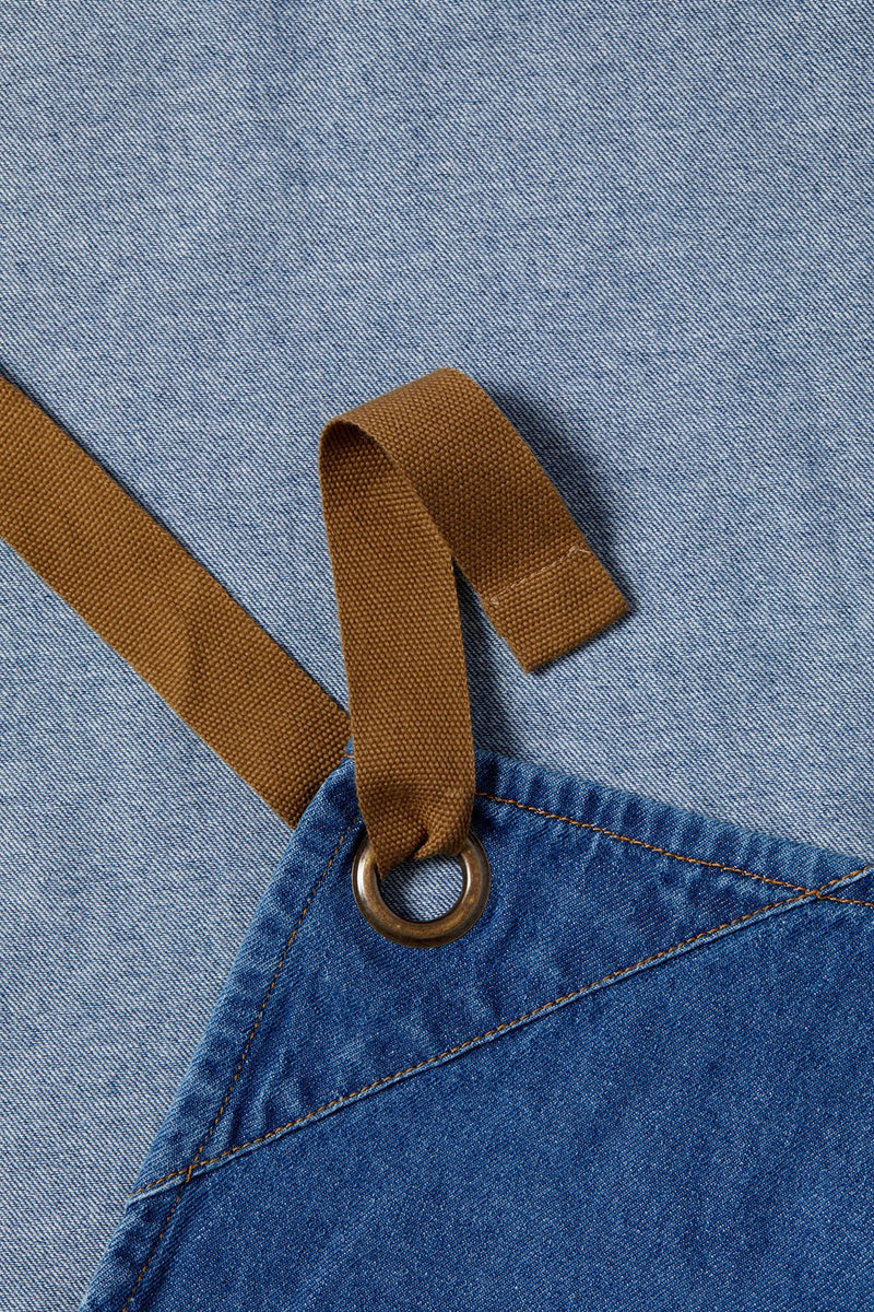 Denim Bib Apron with Pouch