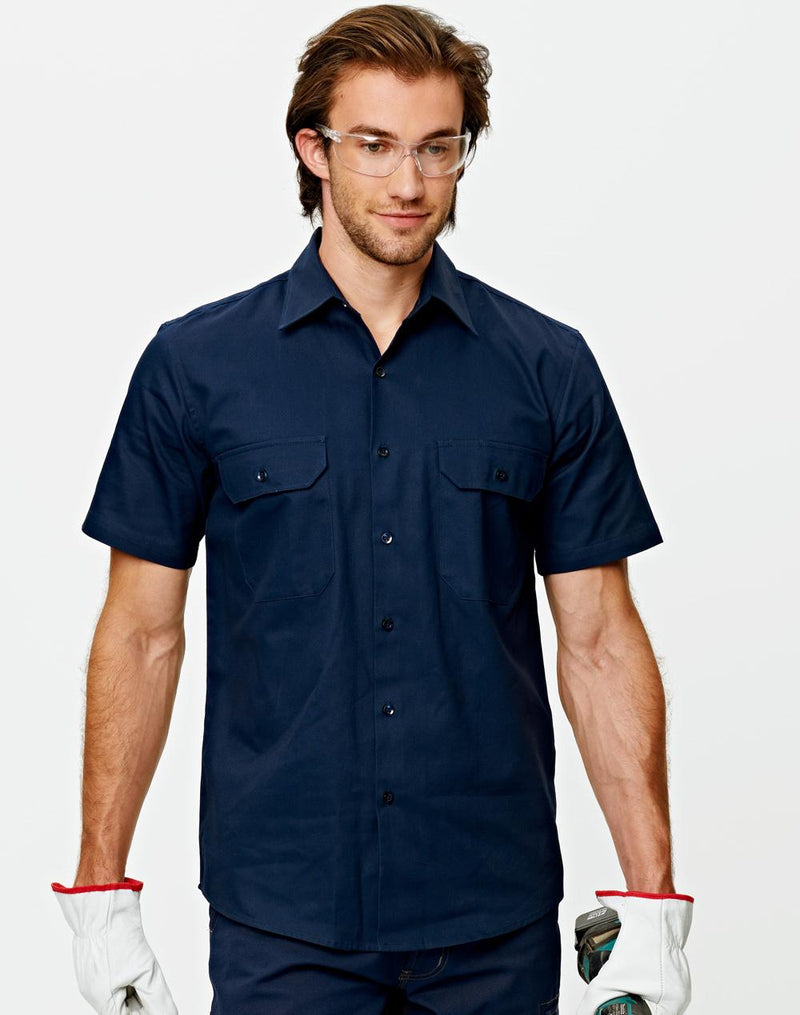 Winning Spirit WT03(WDS/S) Cotton Drill Short Sleeve Work Shirt Mens