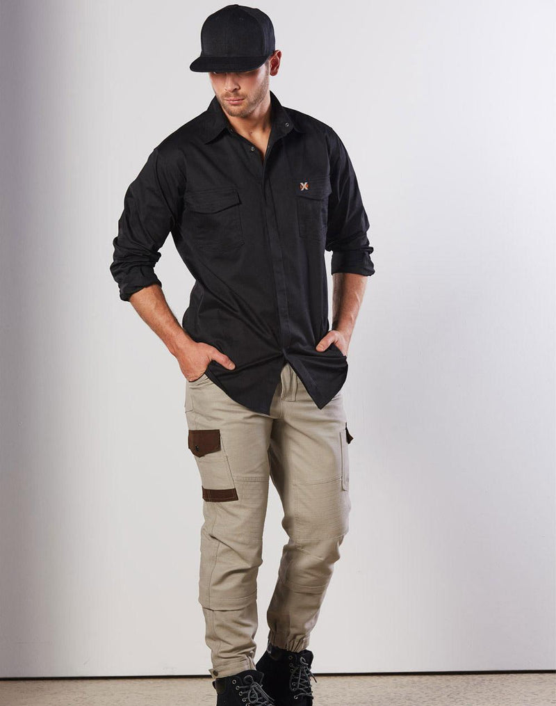 Winning Spirit WT10 Stretch Work Shirt with 2 Front Flap Pockets Mens
