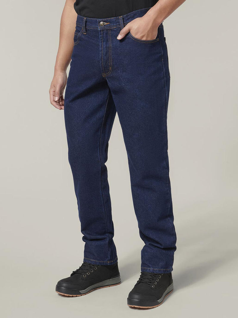 Hard Yakka Y03514 Heavy Duty Washed Denim Work Jeans Mens – product photo