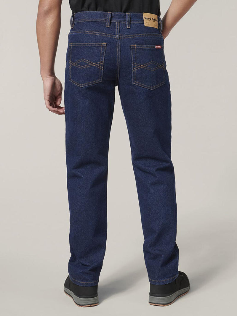 Hard Yakka Y03514 Heavy Duty Washed Denim Work Jeans Mens – product photo