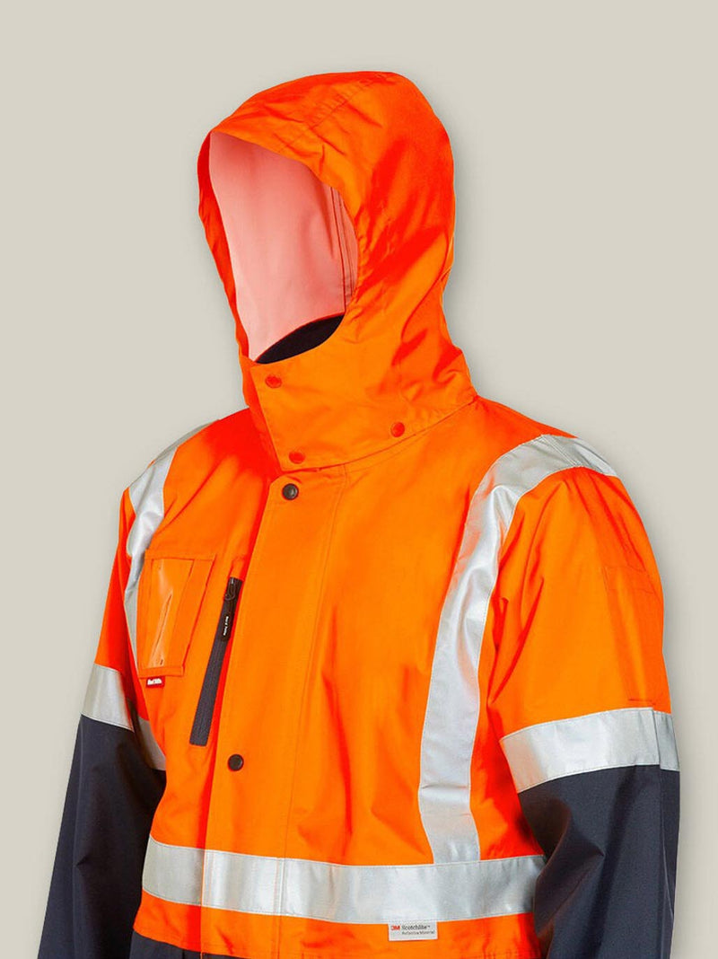 Hard Yakka Y06057 Hi-Vis 4-In-1 Taped Wet Weather Jacket Mens – product photo