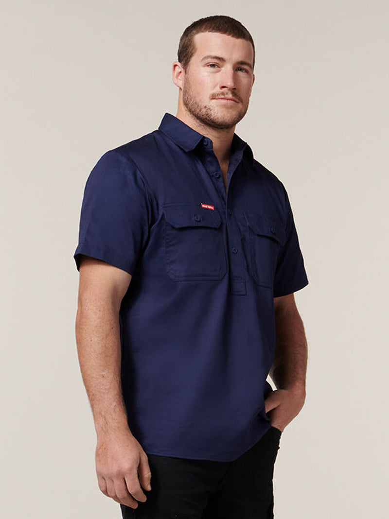 Hard Yakka Y07540 Short Sleeve Closed Front Cotton Drill Work Shirt Mens – product photo