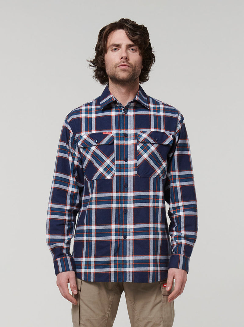 Navy Orange Check