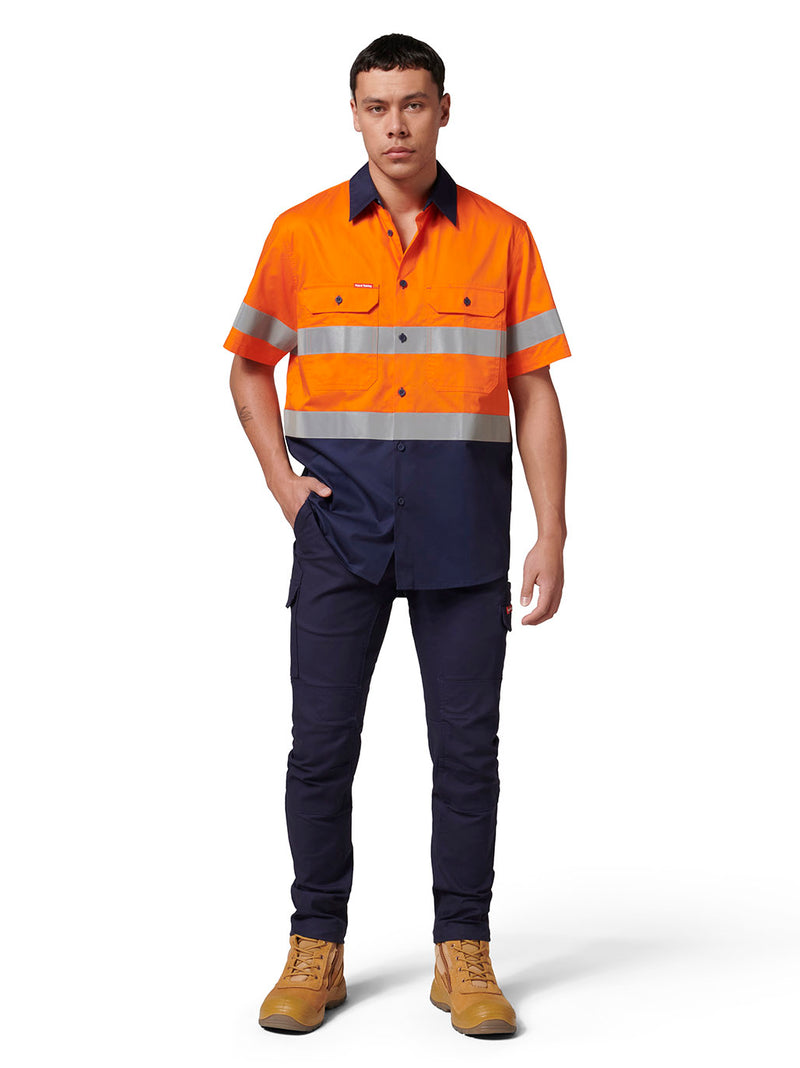 Hard Yakka Y07754 Short Sleeve Hi Vis 2 Tone Taped Vented Shirt Mens – product photo