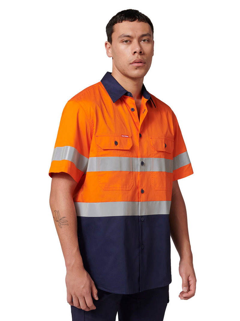 Hard Yakka Y07754 Short Sleeve Hi Vis 2 Tone Taped Vented Shirt Mens – product photo