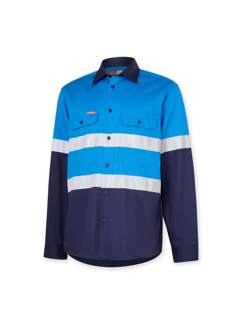 Hard Yakka Y07910 Core Long Sleeve Lightweight Spliced Taped Vented Drill Shirt Mens – product photo