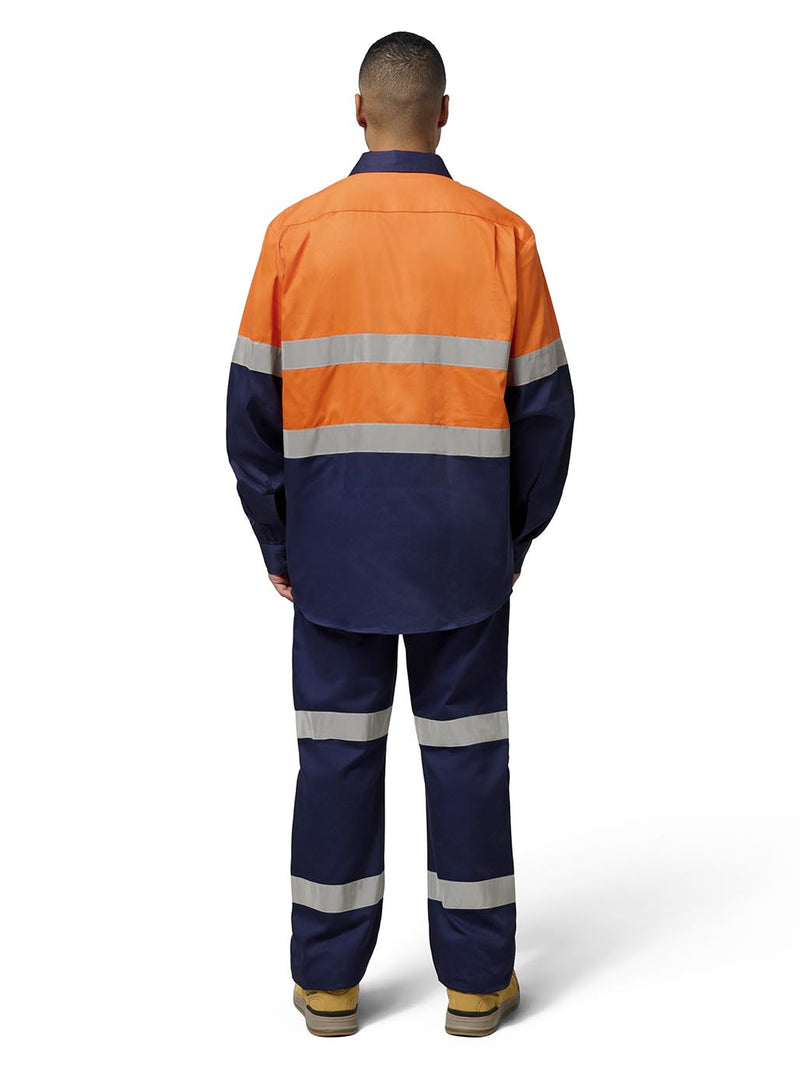 Hard Yakka Y07990 Hi-Vis 2 Tone Long Sleeve Taped Cotton Drill Shirt Mens – product photo