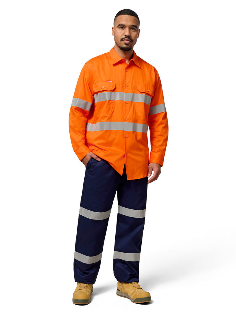 Hard Yakka Y07996 Core Hi-Vis Taped Vented Cotton Twill Shirt Mens – product photo