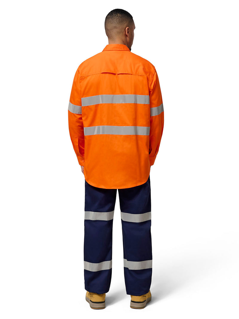 Hard Yakka Y07996 Core Hi-Vis Taped Vented Cotton Twill Shirt Mens – product photo