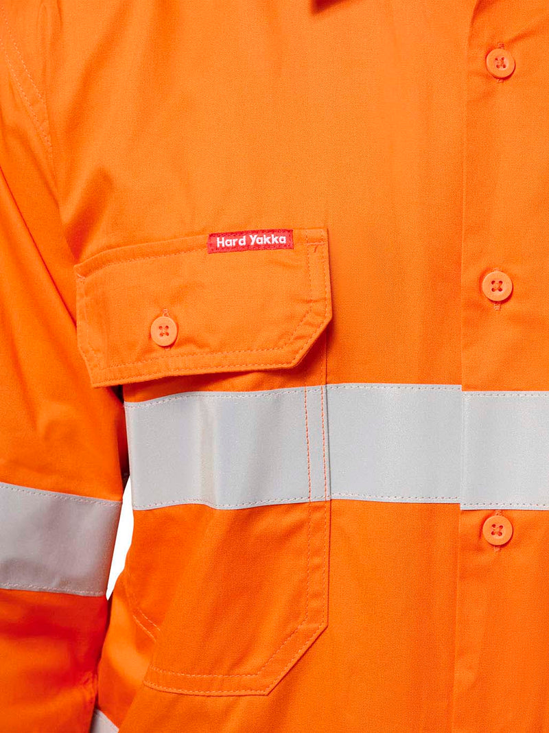 Hard Yakka Y07996 Core Hi-Vis Taped Vented Cotton Twill Shirt Mens – product photo