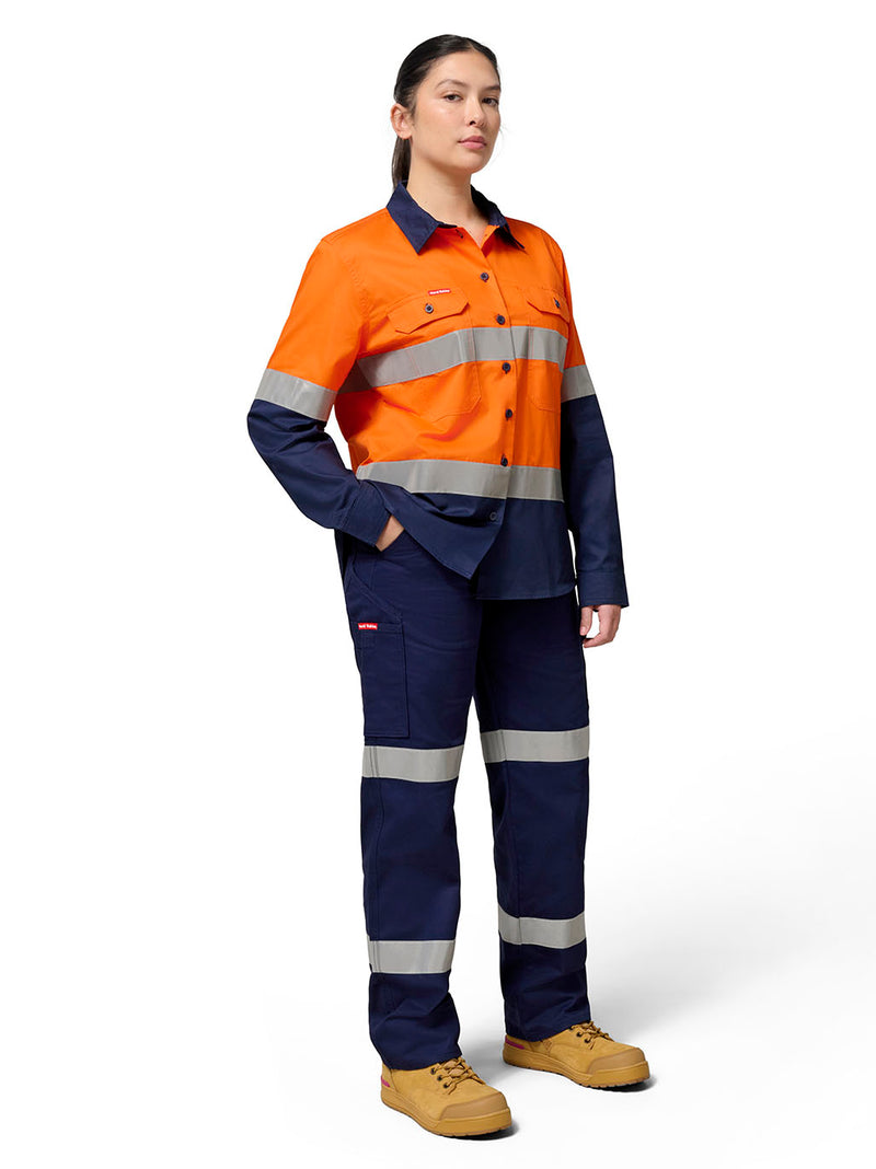 Hard Yakka Y08805 Hi-Vis Lightweight 2 Tone Taped Long Sleeve Shirt Ladies – product photo
