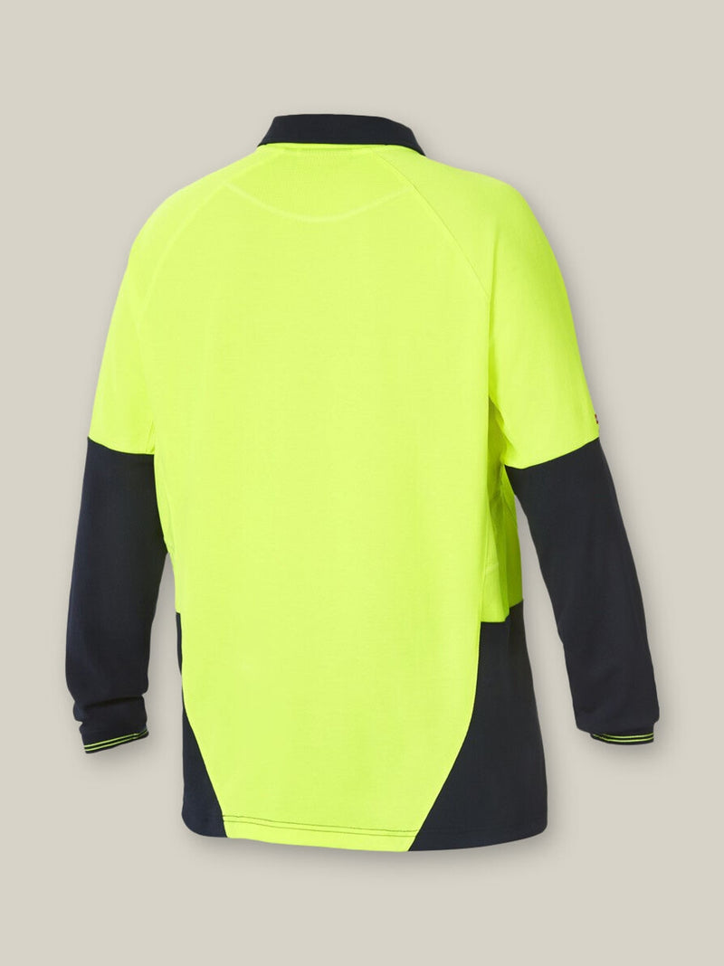 Hard Yakka Y11389 Core Hi-Vis 2 Tone Vented Long Sleeve Polo Mens – product photo