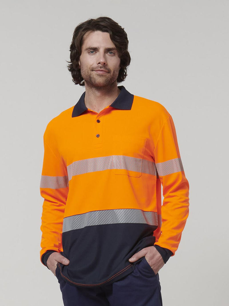 Hard Yakka Y19619 Long Sleeve Hi Vis Taped Polo Mens – product photo