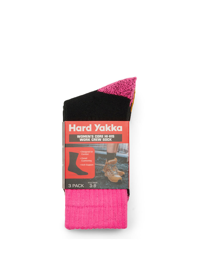 Hard Yakka Y20013 Core Hi Vis Work Crew Sock - 3 Pack Ladies – product photo