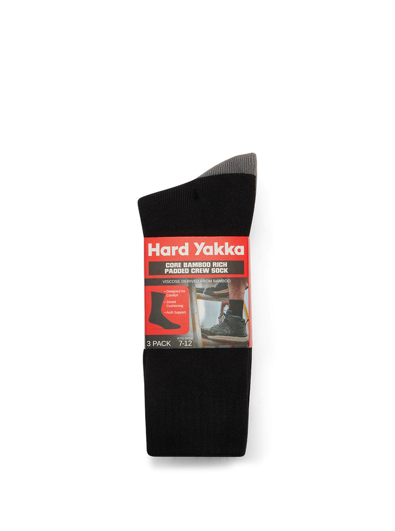 Hard Yakka Y20015 Core Bamboo Rich Padded Crew Sock - 3 Pack – product photo