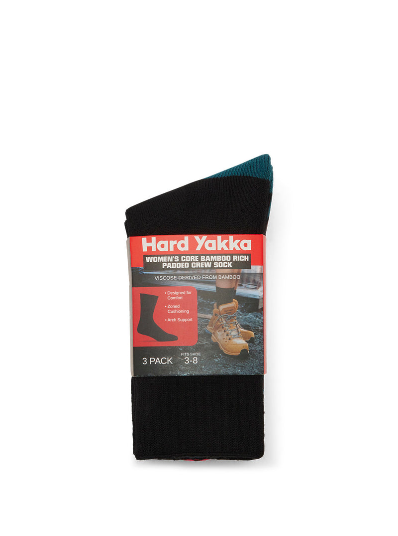 Hard Yakka Y20016 Core Bamboo Rich Padded Crew Sock - 3 Pack Ladies – product photo
