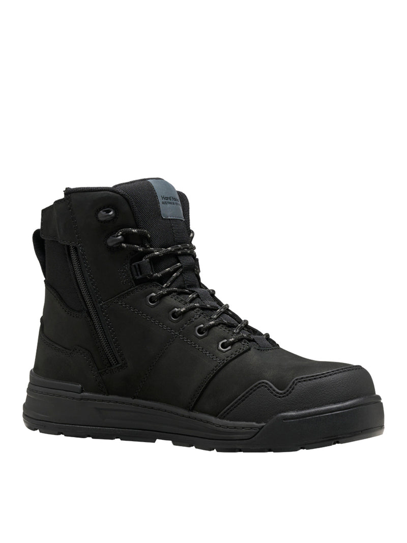 Hard Yakka Y60138 Evolution Lace Up & Side Zip 6" Steel Toe Safety Boot - Black – product photo