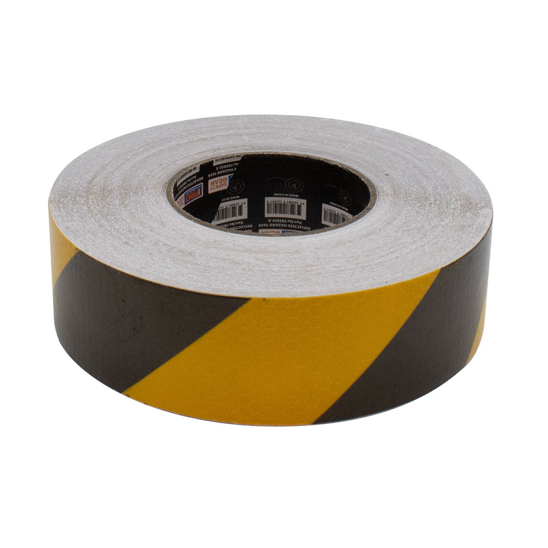 Self Adhesive Reflective Hazard Tape Yellow & Black. 50M X 50mm