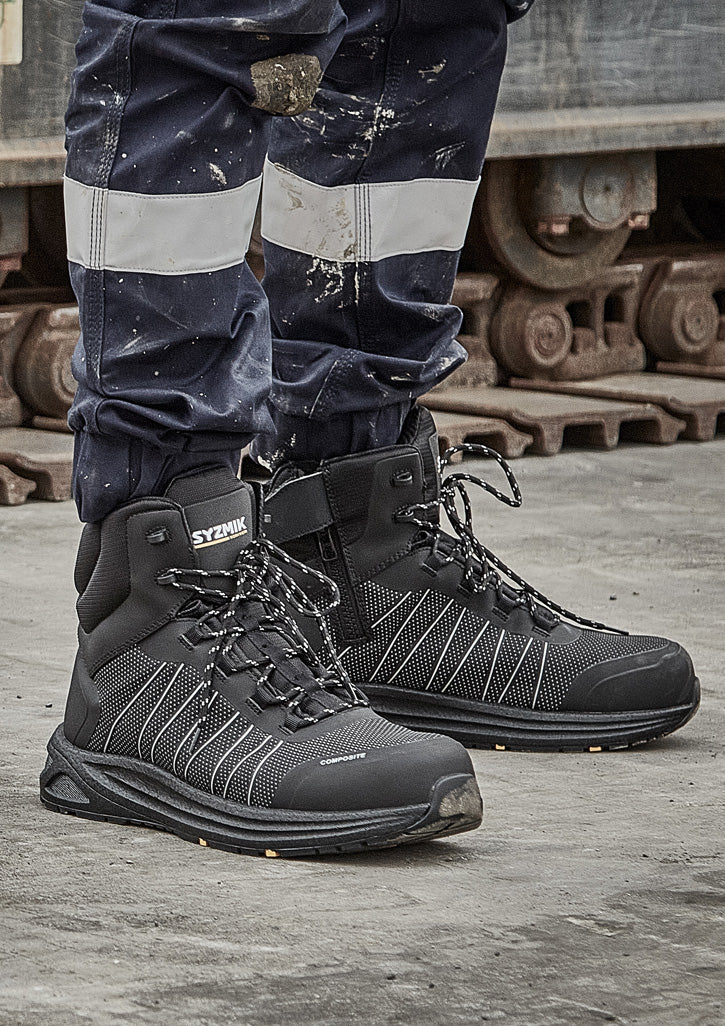 Syzmik Workwear ZFL502 UltraLite Mid Zip Black Reflective