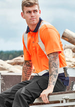 Syzmik Workwear ZH233 Hi Vis Spliced Short Sleeve Polo - Shoulder Taped Mens