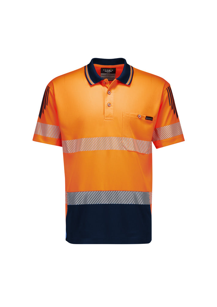 Hi Vis Flux Segmented Tape Short Sleeve Polo Mens