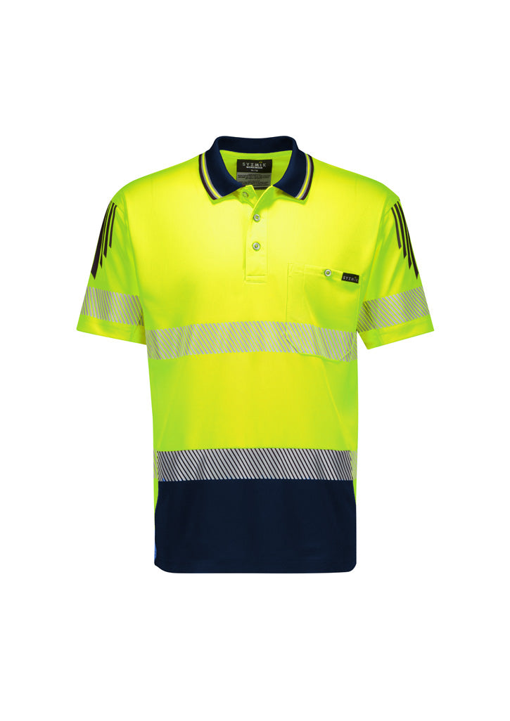 Hi Vis Flux Segmented Tape Short Sleeve Polo Mens