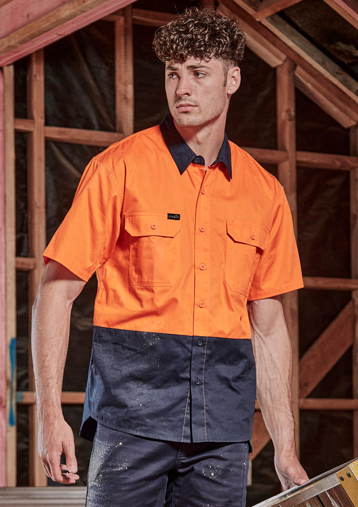 Syzmik Workwear ZW115 Hi Vis Short Sleeve Shirt Mens