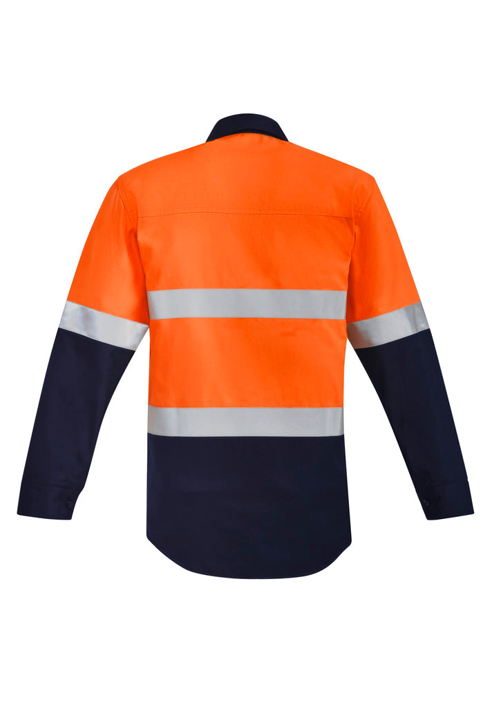 Syzmik Workwear ZW140 Orange Flame Hi Vis Open Front Spliced Shirt - Hoop Taped Mens 2
