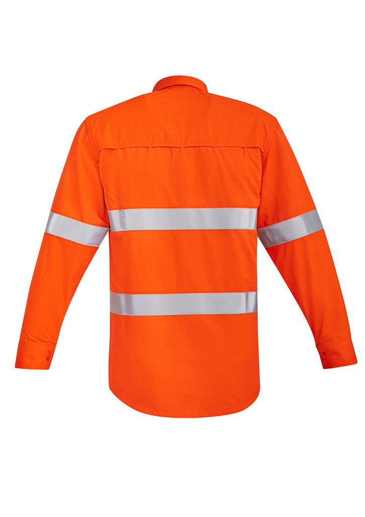 Syzmik Workwear ZW145 Orange Flame Hi Vis Open Front Shirt - Hoop Taped Mens 2