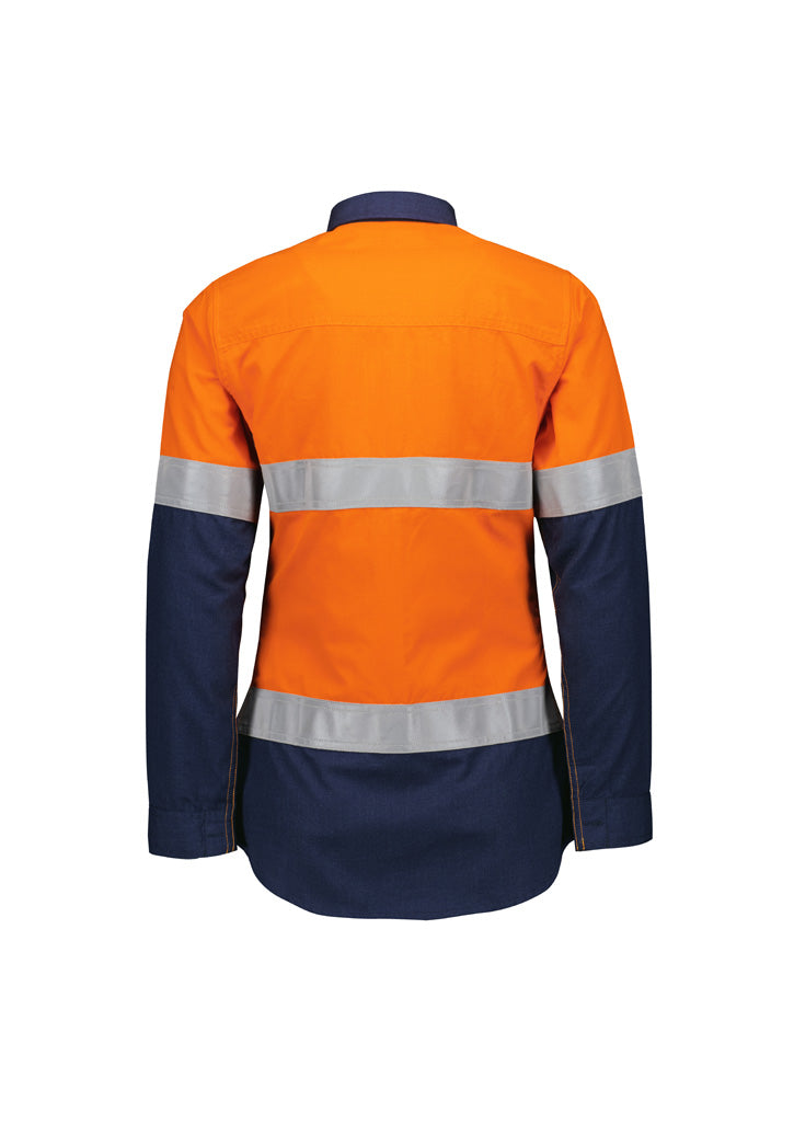 Syzmik Workwear ZW170 Orange Flame Lightweight Ripstop Taped Shirt Ladies 2