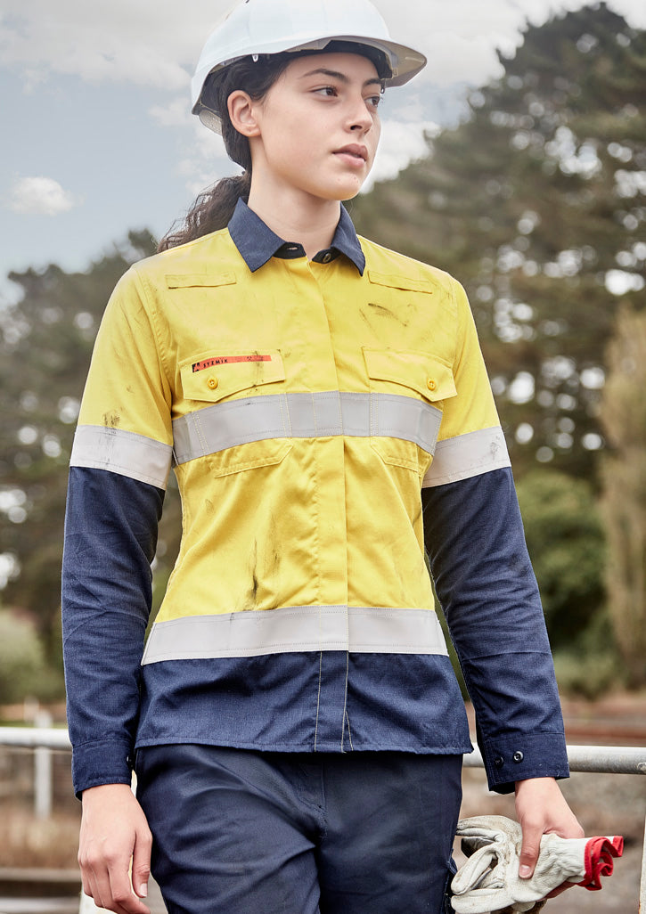 Syzmik Workwear ZW170 Orange Flame Lightweight Ripstop Taped Shirt Ladies