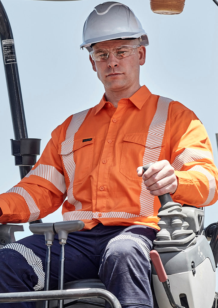 Syzmik Workwear ZW692 Hi Vis X Back NSW Rail Shirt - Segmented Tape Mens