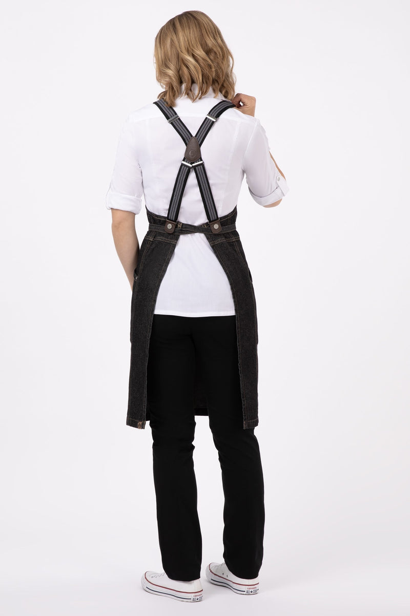 Chef Works ABS01S Berkeley Bib Snap Apron – rear view