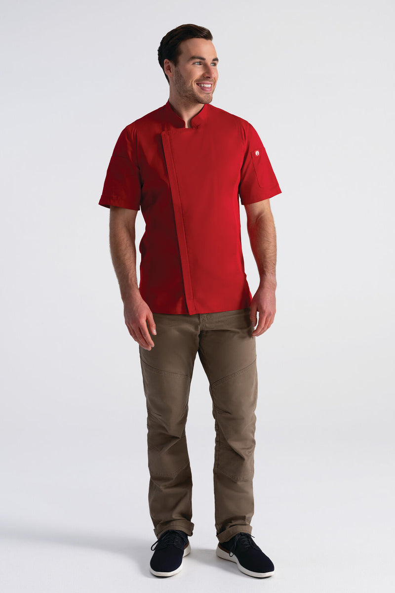 Springfield Mens Zipper Chef Jacket - Short Sleeve
