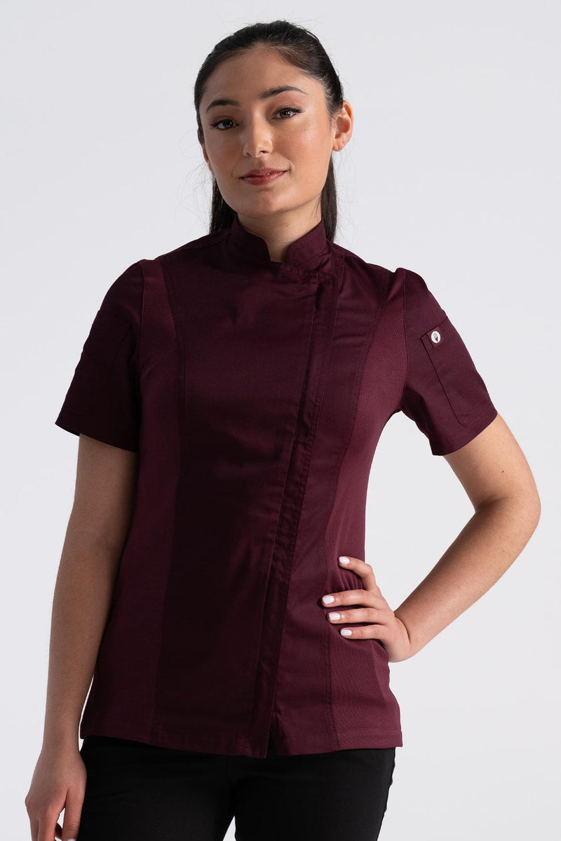 Springfield Womens Zipper Chef Jacket - Short Sleeve