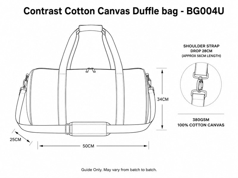 Size guide – Canvas Contrast Bag Unisex