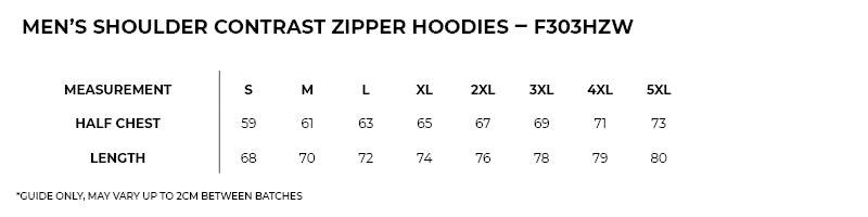 Size guide – Shoulder Contrast Zip Hoodie Mens – Hi Vis
