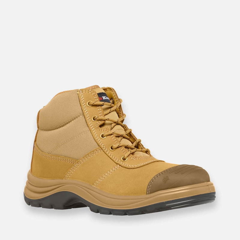 King Gee Tradie Zip/Lace Steel Cap Safety Work Boots 5" - Wheat