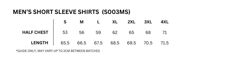 Size guide – Short Sleeve Shirt Mens