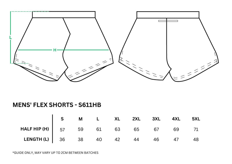 Size guide – Flex 4-Way Stretch Shorts Mens