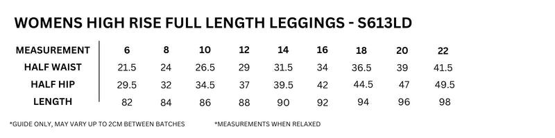 High Rise Full Length Leggings Ladies