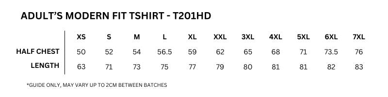 Size guide – Modern Fit Tee Men's / Unisex (4XL - 5XL)